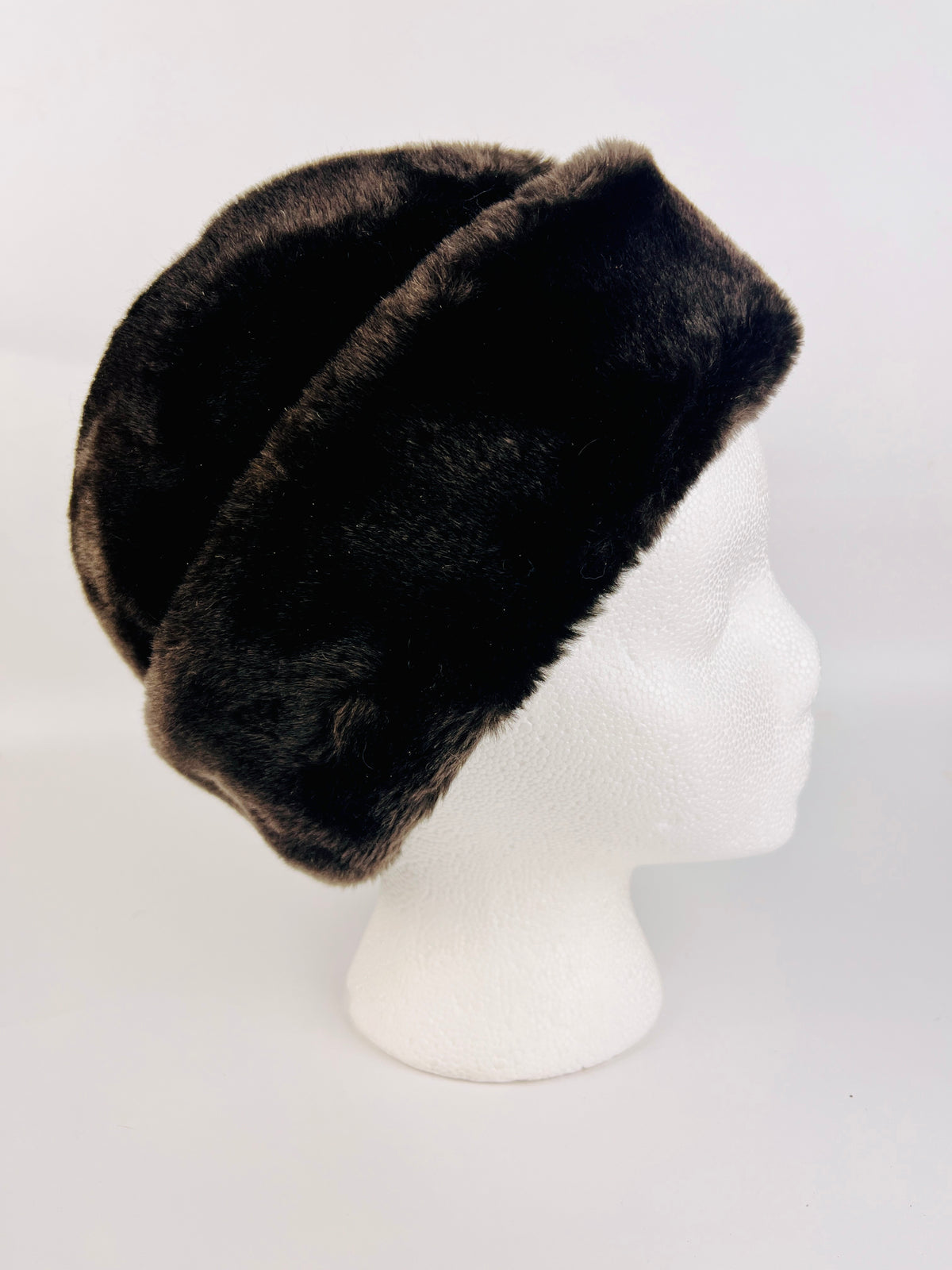 Vintage Chocolate Brown Faux Fur Hat