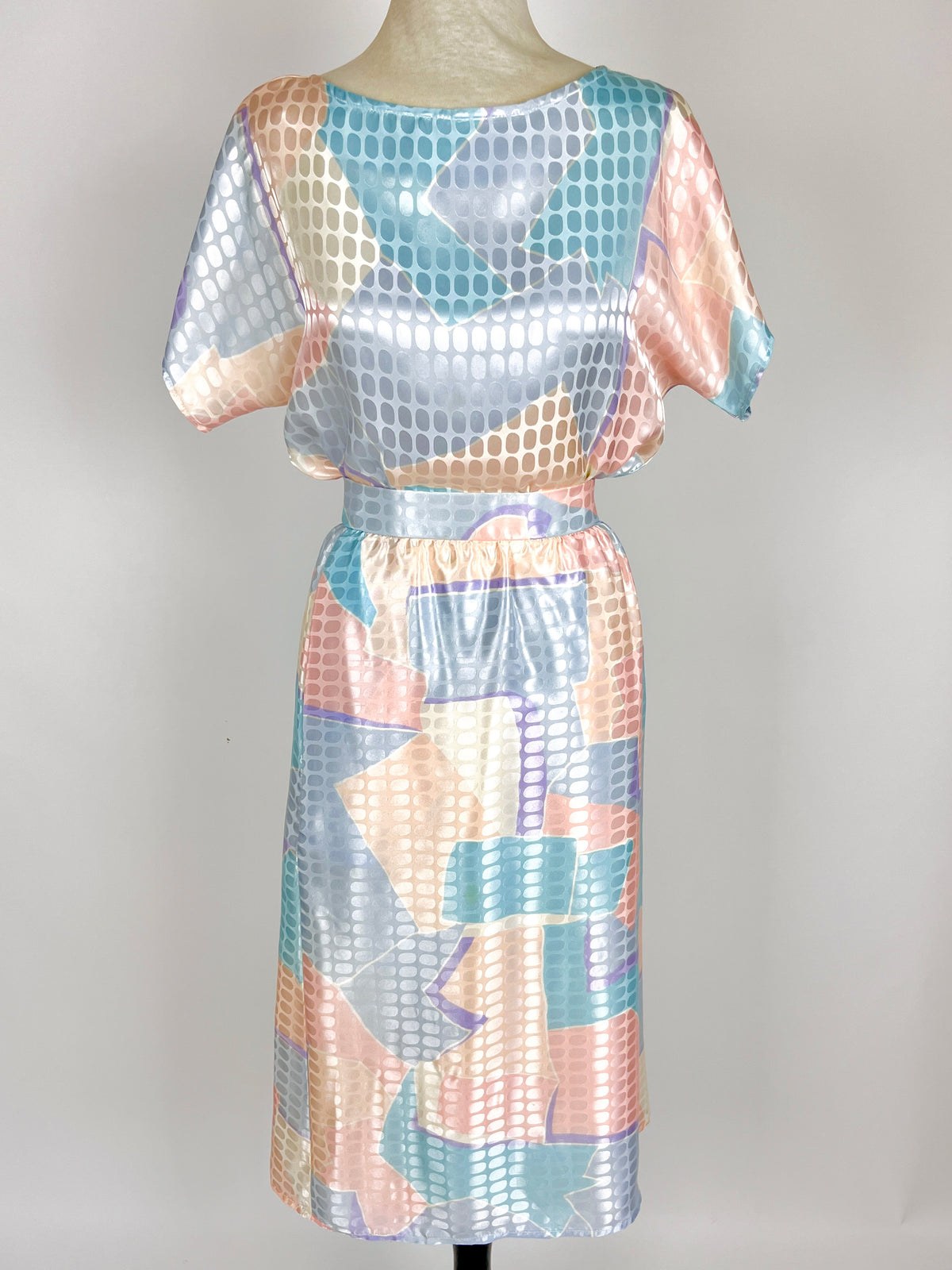Vintage Pastel Satin 2-Piece Set