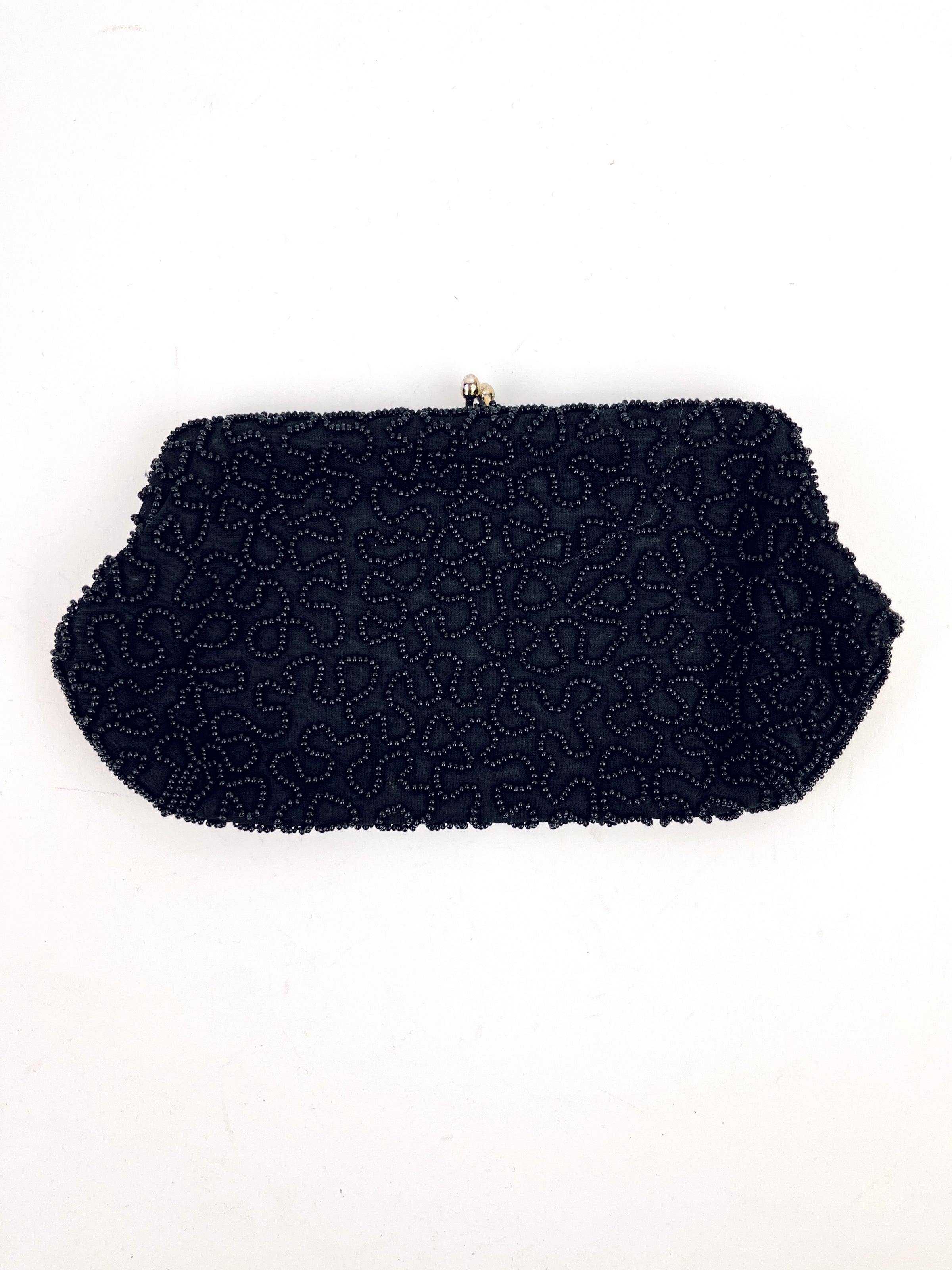 Vintage Navy Beaded Handbag / Clutch / shoulder bag