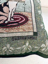 Vintage Cat Needlework Throw Pillow by Warren Kimble