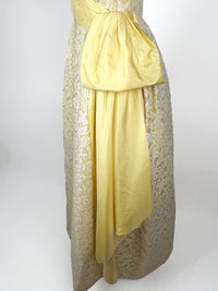 1960s Yellow & White Lace Gown
