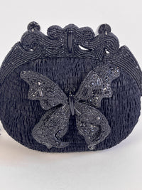 Vintage Black Beaded Butterfly Bag