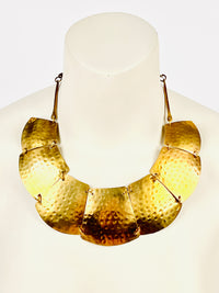 Vintage 1970s Hammered Brass Necklace