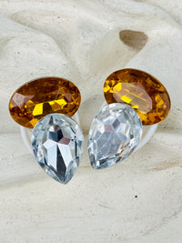 Vintage Faceted Cabochon Earrings