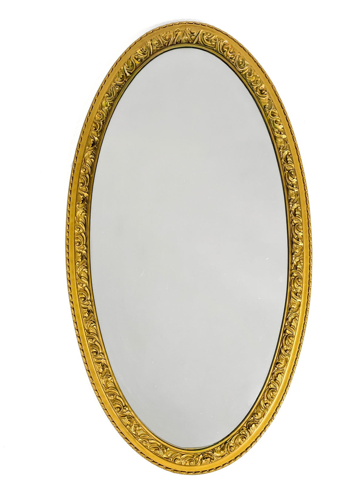 Vintage Oval Carved Wood Frame Wall Mirror