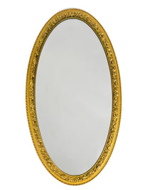 Vintage Oval Carved Wood Frame Wall Mirror