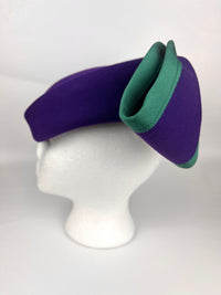 Vintage Colorblock Wool Hat with Bow