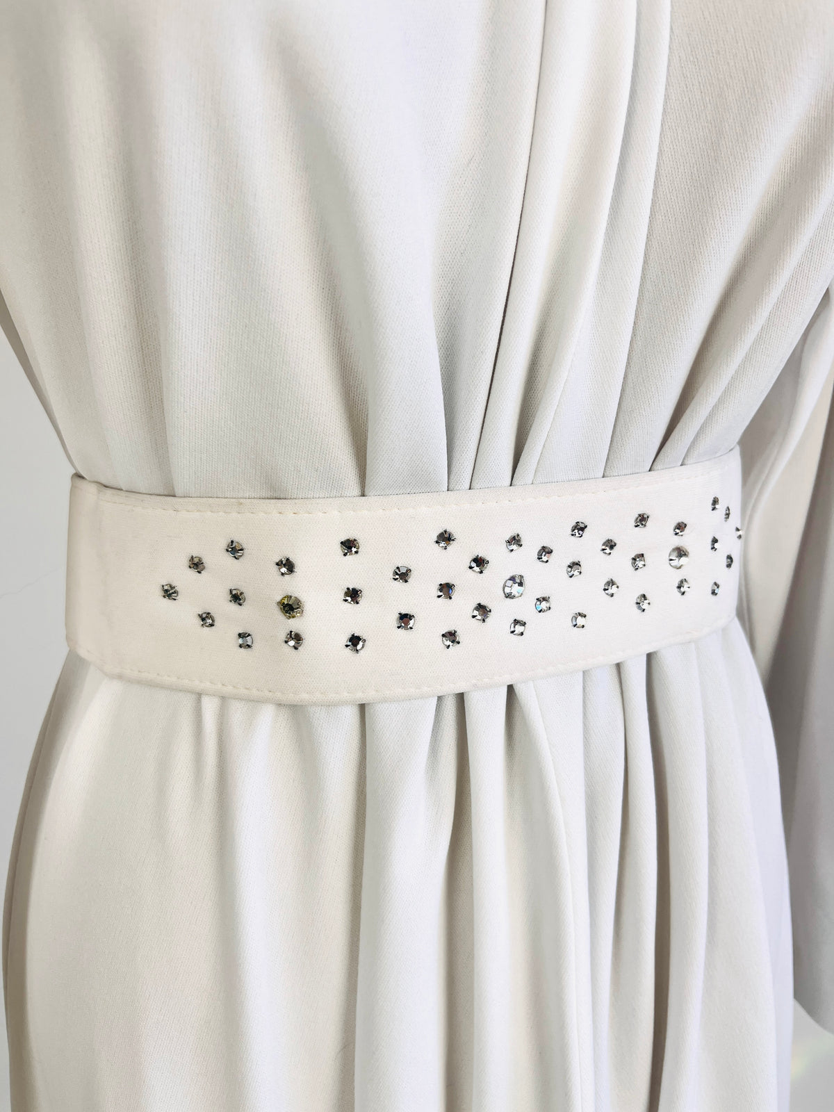 Vintage Belted White Maxi Dress