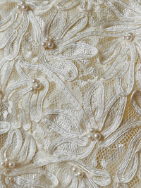 Vintage White Lace & Faux Pearl Top & Skirt Set