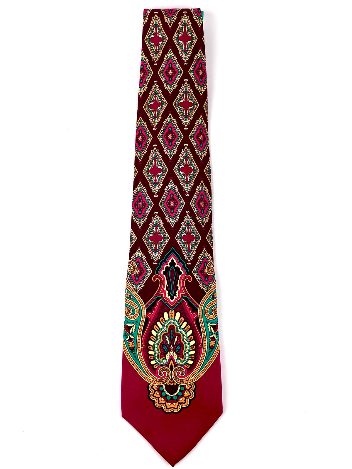 Gianni Versace Vintage 90s Silk Tie, Paisley Arabesque Design