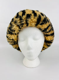 Vintage Black & Leopard Faux Fur Hat