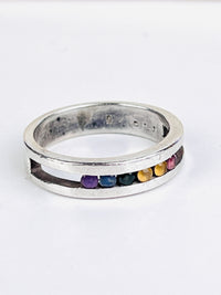 Vintage Sterling Silver Multicolor Sapphire Ring