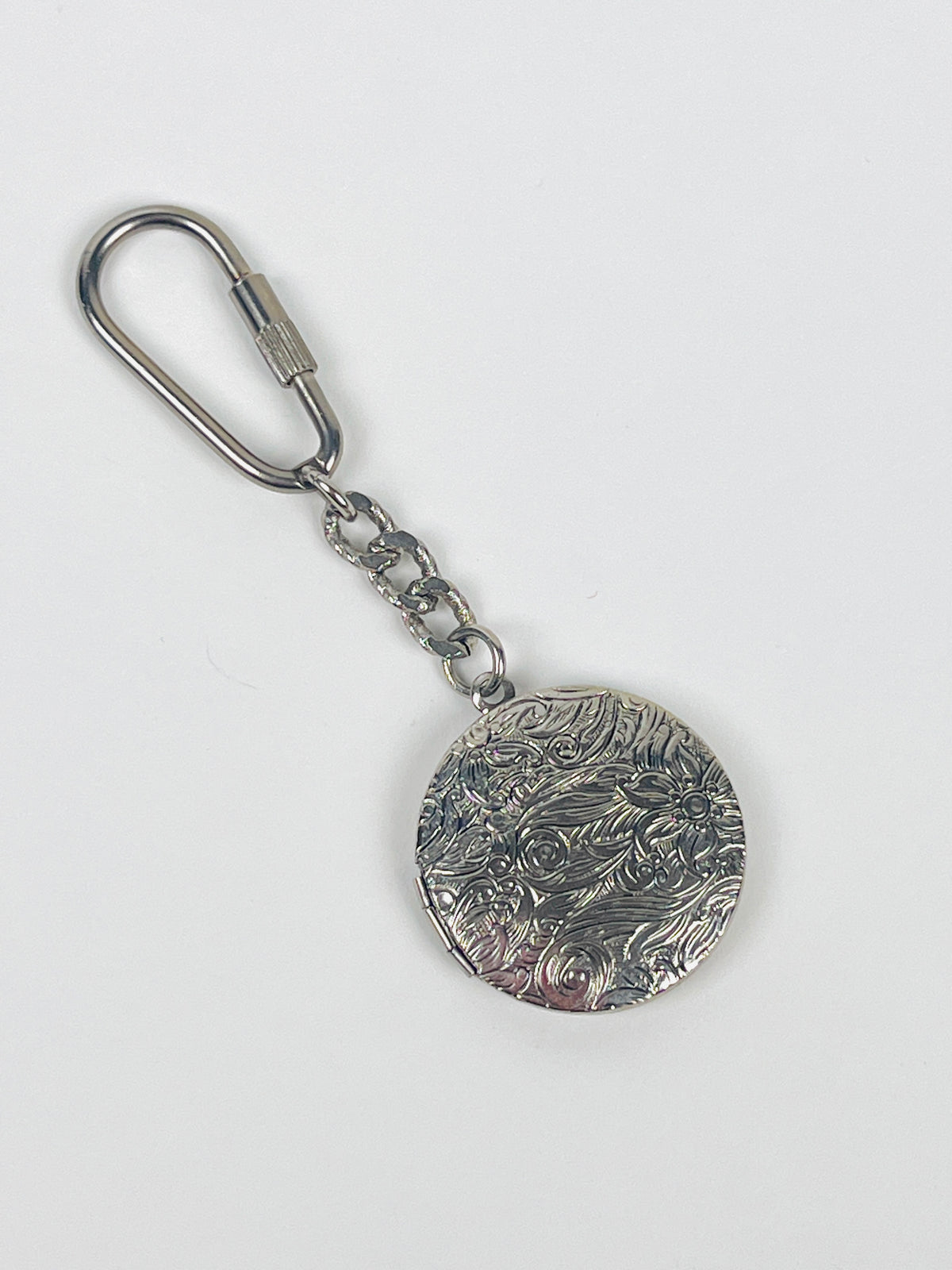 Vintage Flower Engraved Locket Keychain