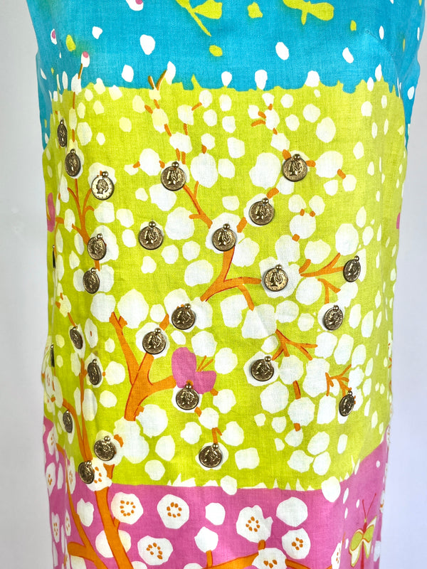 Vintage 1960s Mod Floral Colorblock Shift Dress