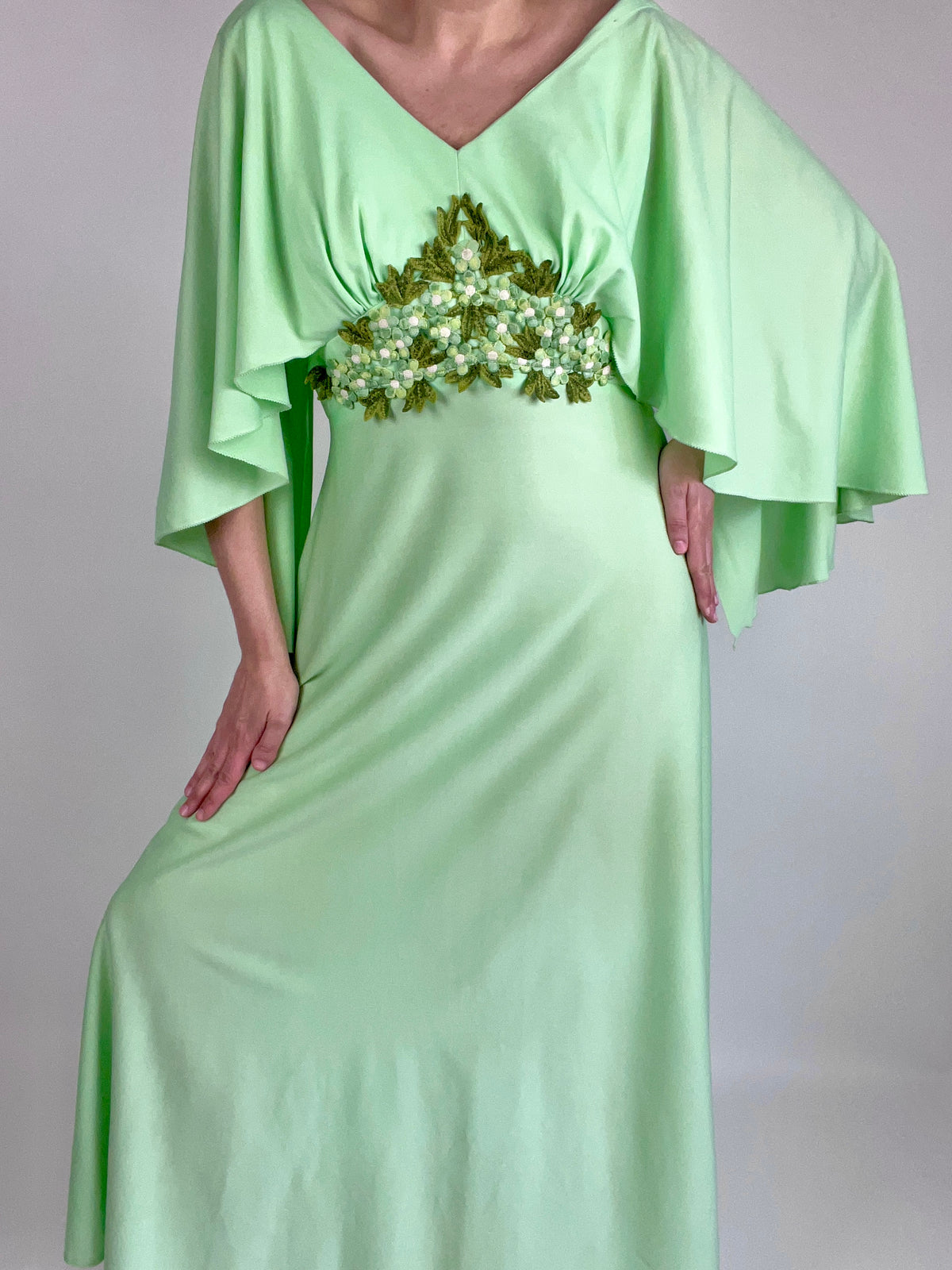 Vintage 1960s Pistachio Green Maxi Dress