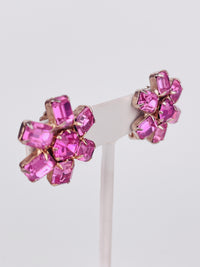 Vintage Pink Rhinestone Brooch & Earrings Set by Weiss