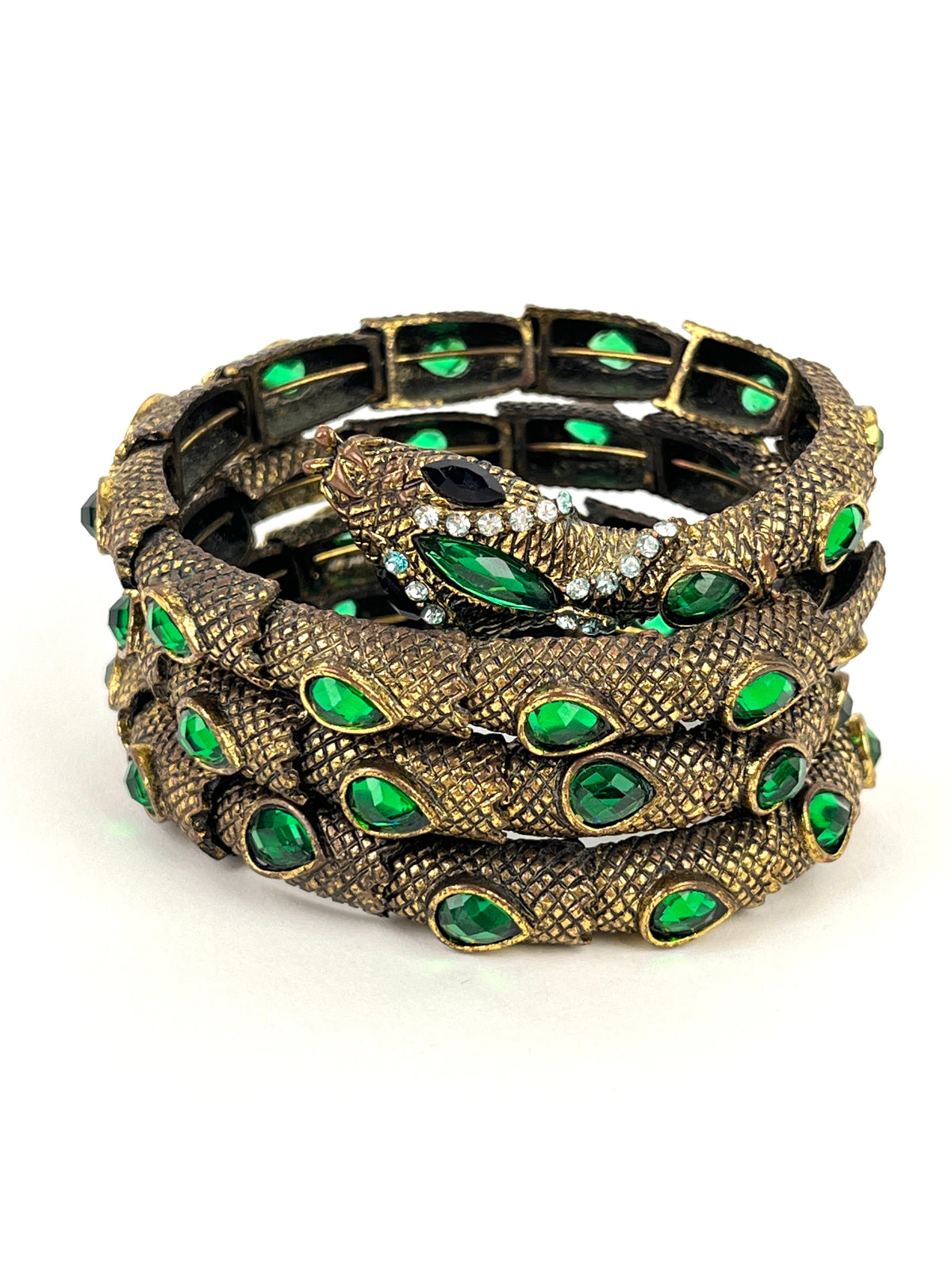 Coiled Rhinestone Snake Bracelet