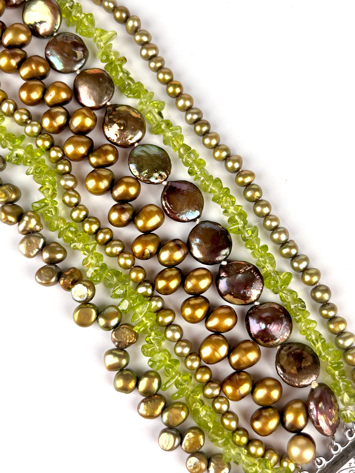 Vintage Genuine Pearl & Peridot Bracelet