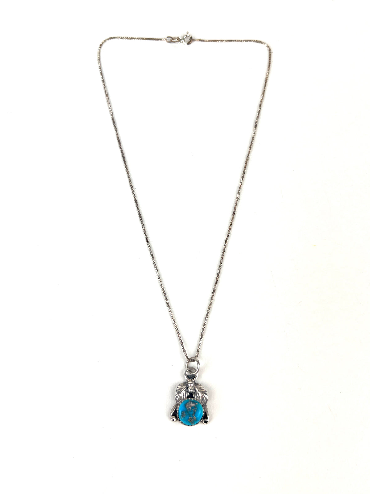 Vintage Navajo Morenci Turquoise Sterling Necklace
