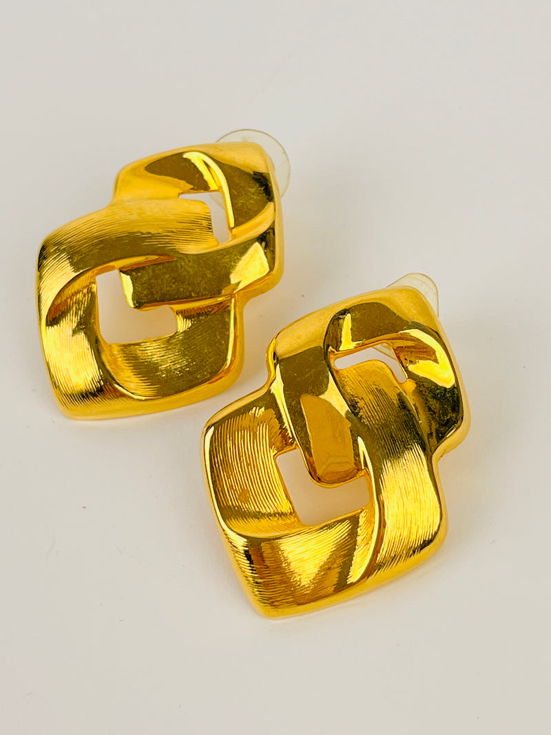 Vintage Gold Tone Twist Earrings