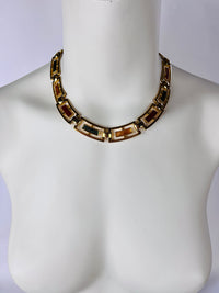 Vintage Gold Tone Enameled Necklace