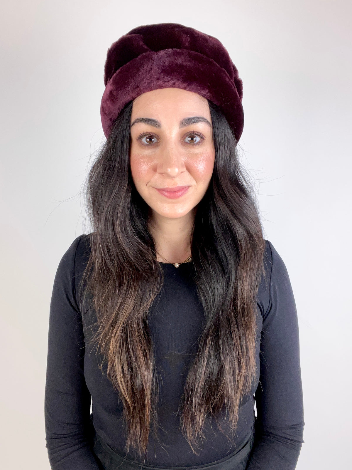 Vintage Reddish Brown Faux Fur Hat