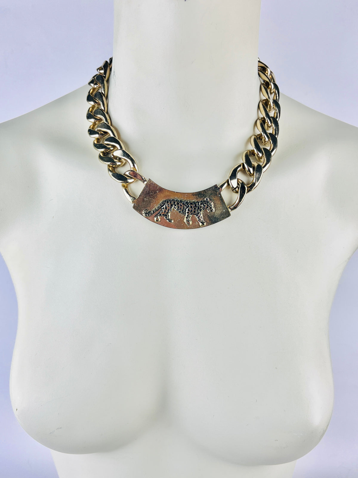 Vintage Chunky Leopard Chain Necklace
