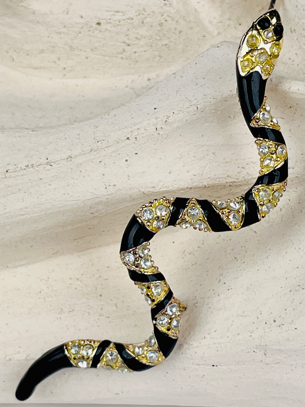 Vintage Rhinestone Snake Brooch