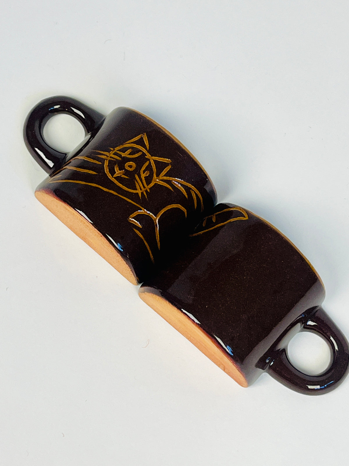 Vintage Ceramic Espresso Cups with Cat Design