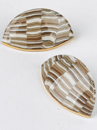 Vintage Nerikomi Porcelain Earrings - Tan & White