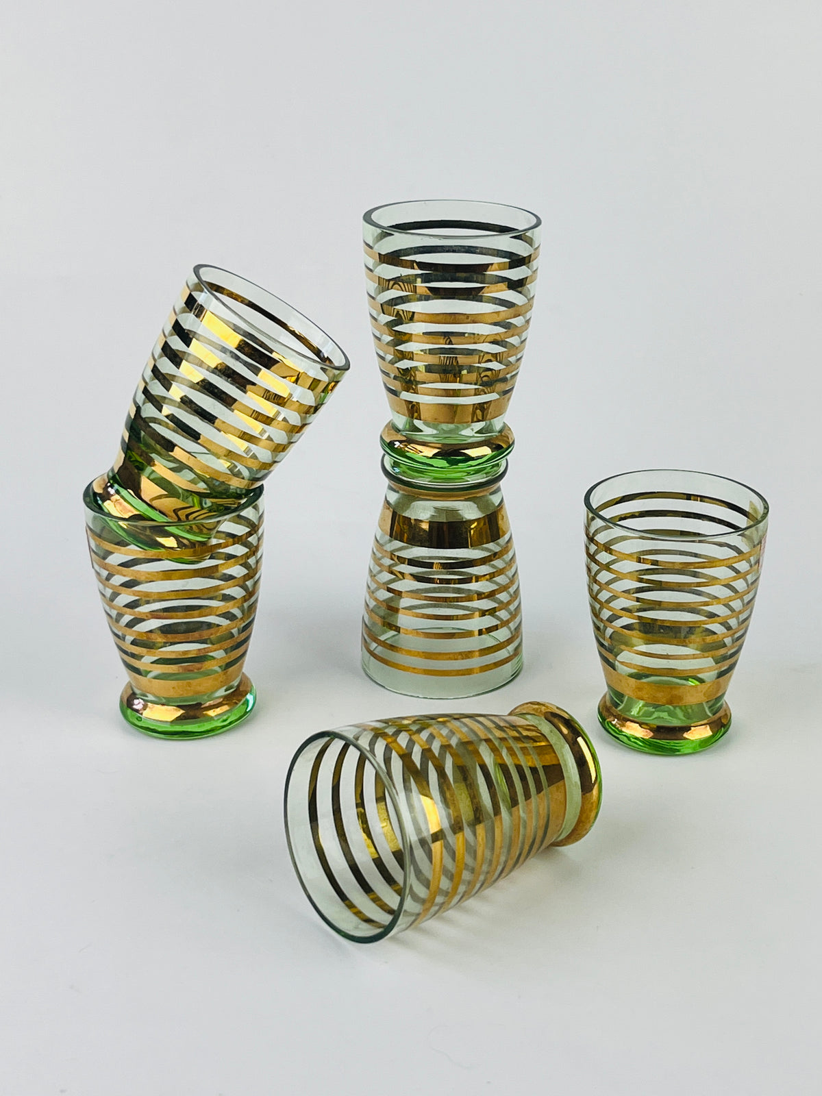 Art Deco Hand-Blown Czech Glass Decanter Set