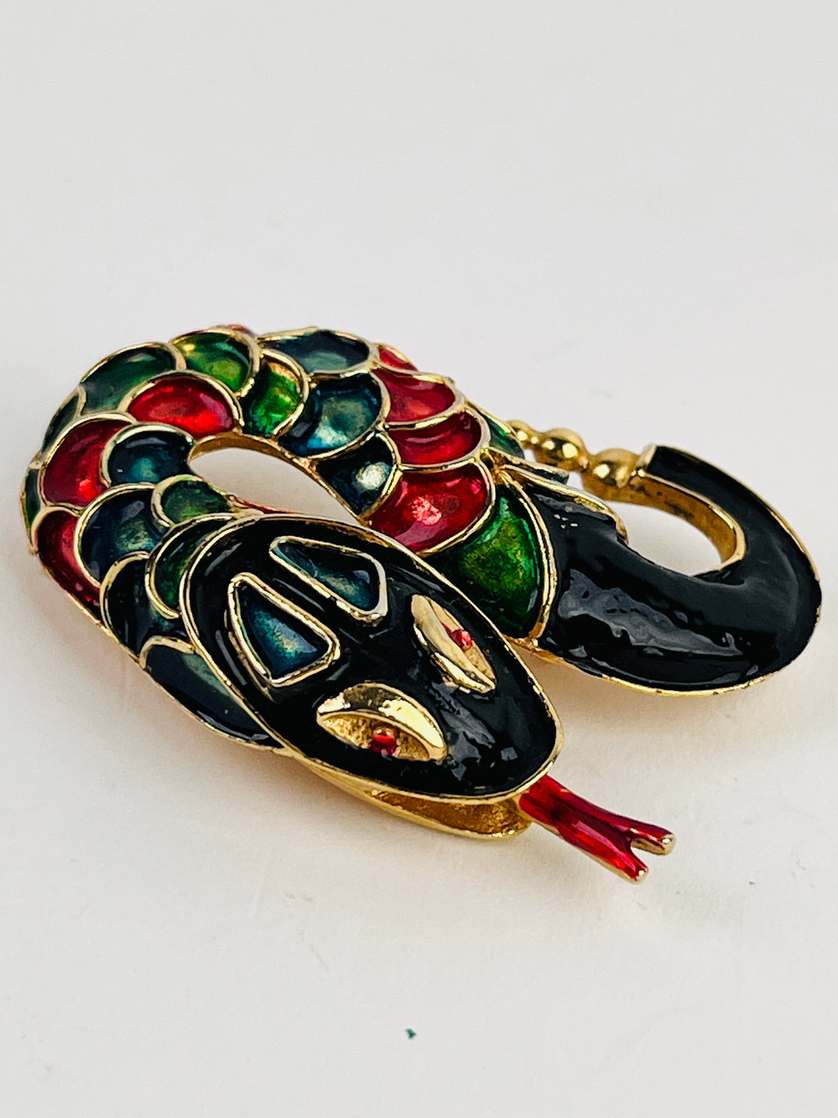 Vintage Enameled Snake Brooch
