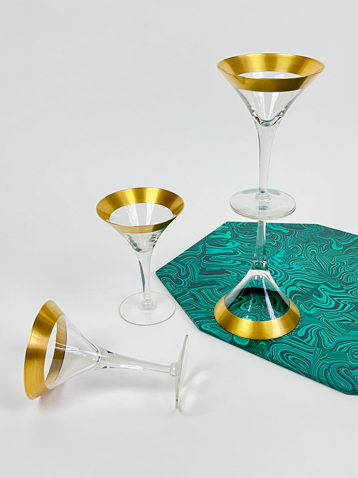 RARE 22k Gold-Plated Dorothy Thorpe Cocktail Glasses, 4pc