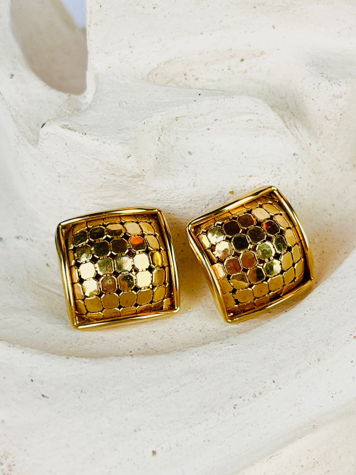 Vintage Perforated Square Earrings