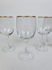 Vintage Gold-Rimmed Wine Glasses, 7pc