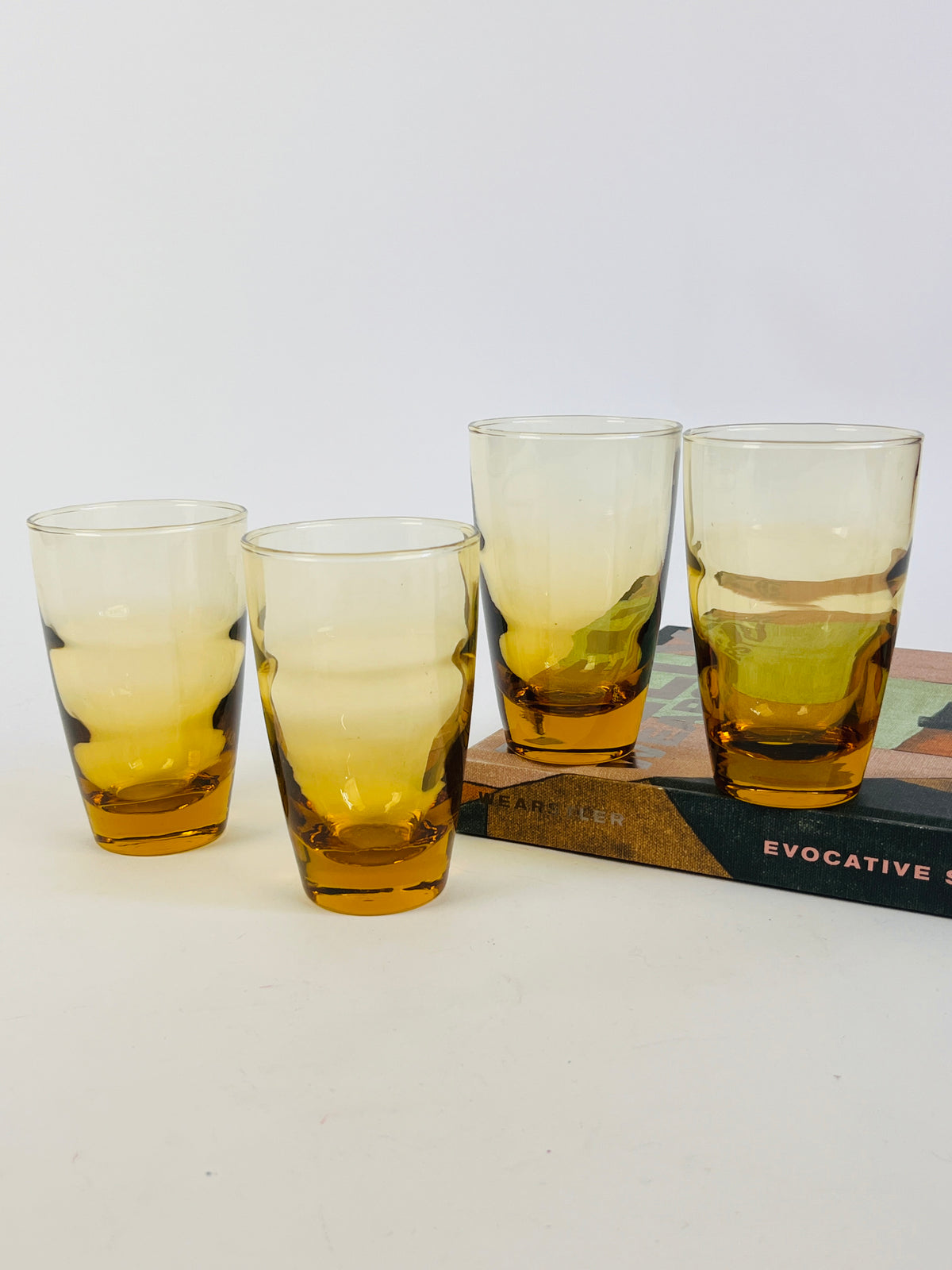 Vintage Ripply Amber Glasses