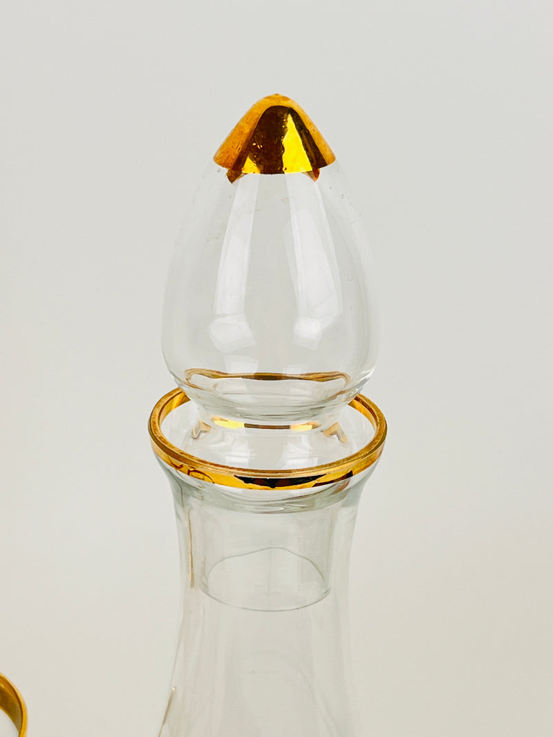 Vintage Gold-Plated Decanter and Stemware Set
