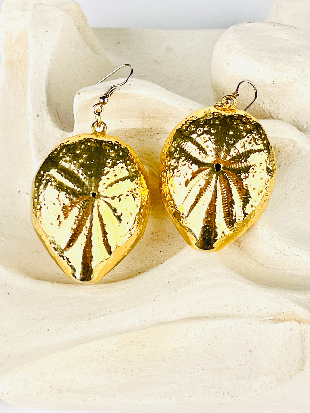Vintage 1960s Gold-Plated Sand Dollar Earrings