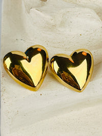 Vintage Domed Heart Earrings