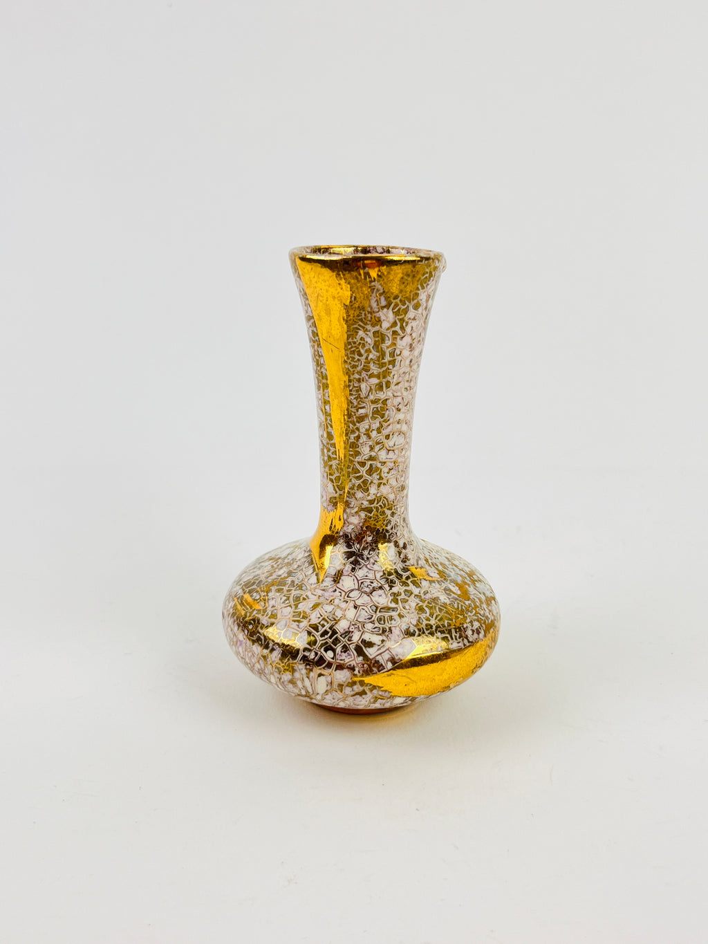Vintage Gold-Plated Porcelain Bud Vase