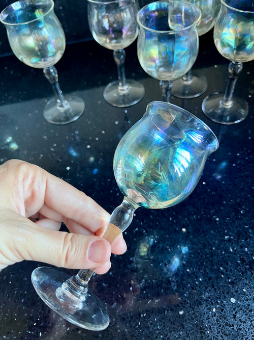 Vintage Iridescent Cordial / Dessert Wine Glasses