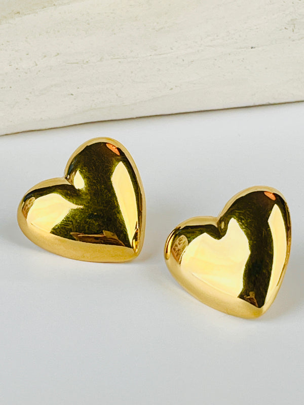 Vintage Domed Heart Earrings