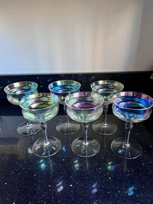 Vintage Iridescent Coupe Glasses