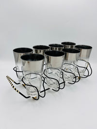 Vintage MCM Silver Fade Glasses in Caddy