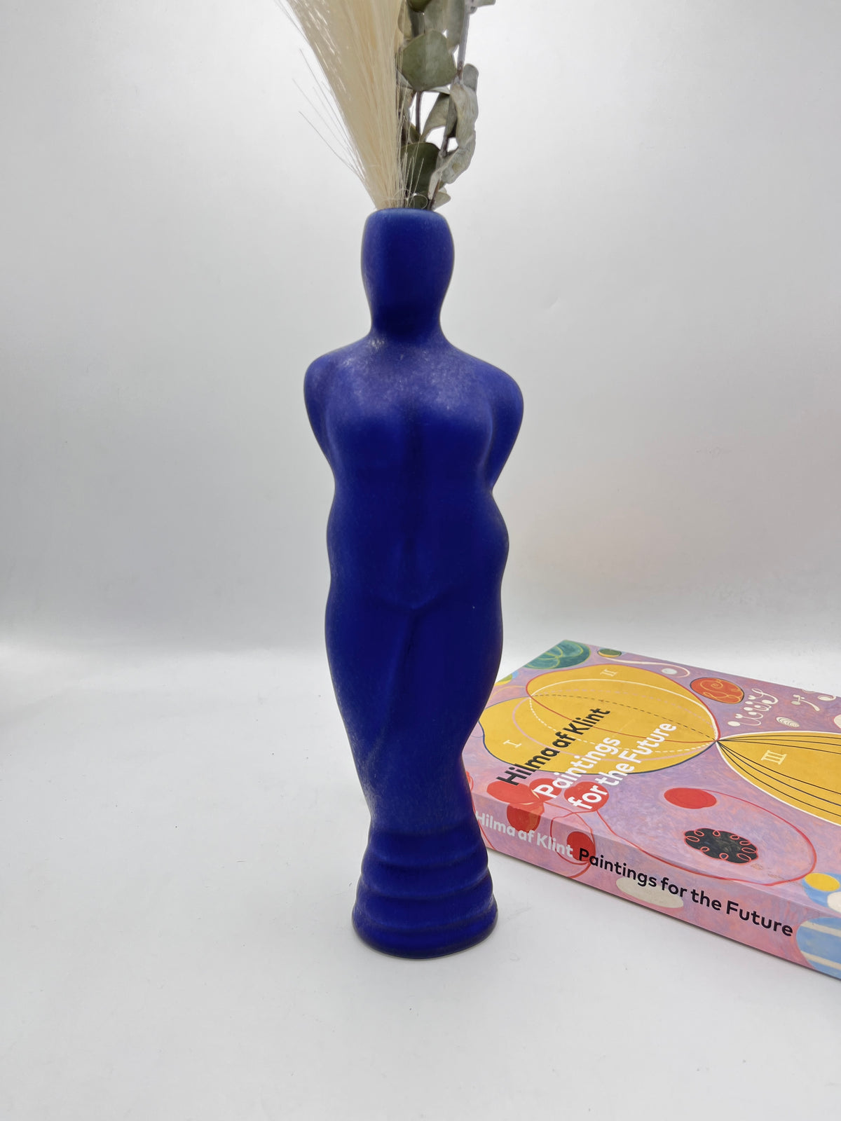 Vintage Cobalt Ceramic Figurative Vase, Signed