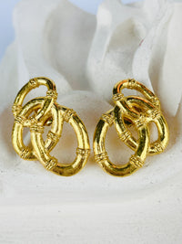 Vintage Banded Oval Earrings