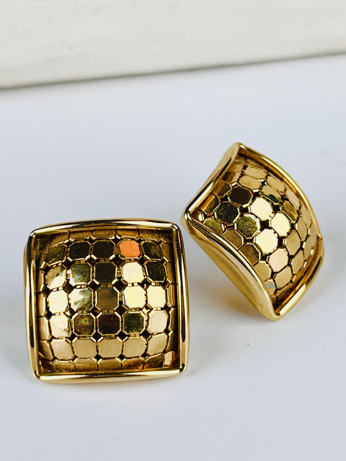 Vintage Perforated Square Earrings