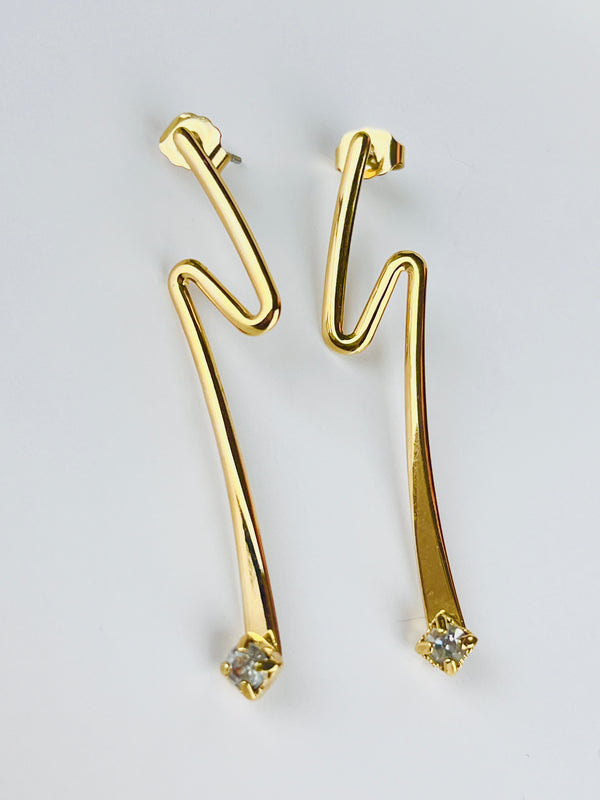 Vintage Zig-Zag Rhinestone Earrings