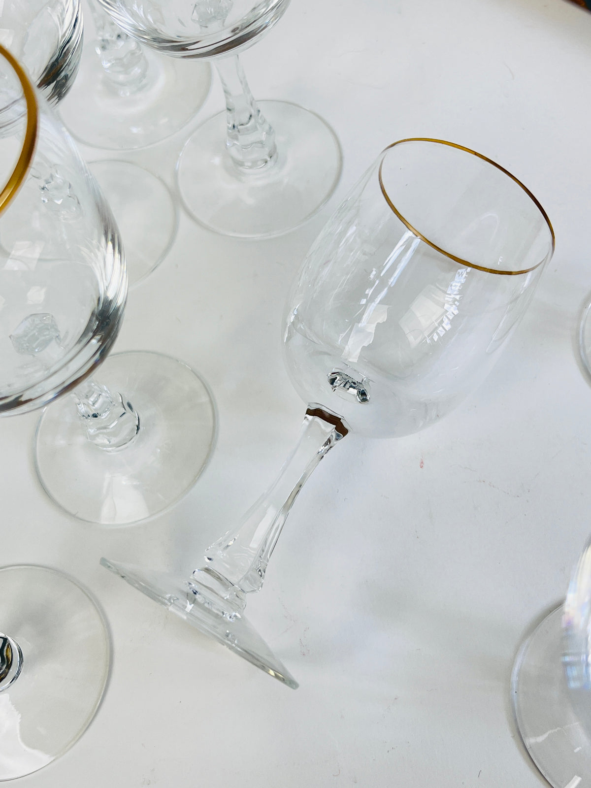 Vintage Gold-Rimmed Cordial / Dessert Wine Glasses