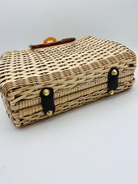 Vintage Woven Wicker Seashell Bag